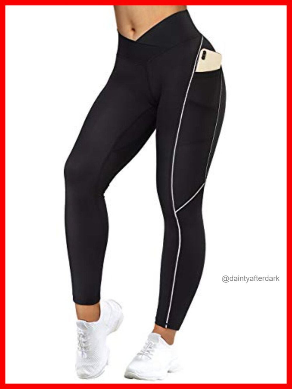 V Crossover High Waisted Scrunch Butt Lifting Leggings with Pockets